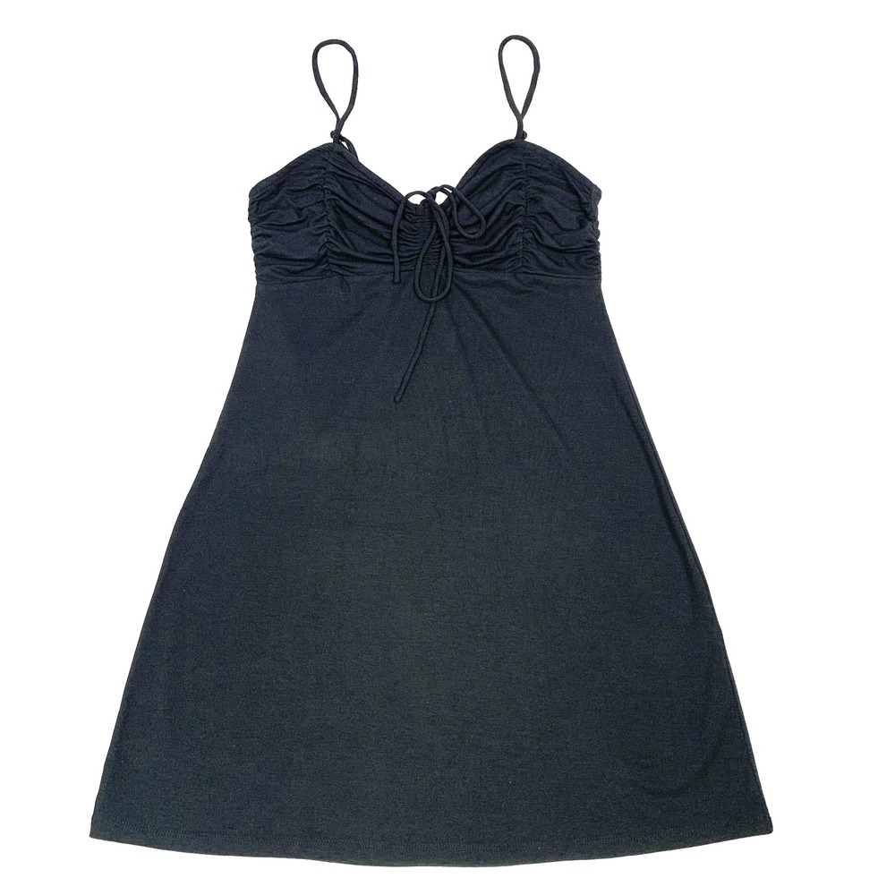 Volcom Luvcon Black Babydoll Mini Dress Womens Size M Sweetheart Spaghetti Strap
